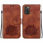 For ZTE Blade A72 / V40 Vita Lotus Embossed Leather Phone Case(Brown) - 1