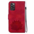 For ZTE Blade A72 / V40 Vita Lotus Embossed Leather Phone Case(Red) - 3