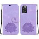 For ZTE Blade A72 / V40 Vita Lotus Embossed Leather Phone Case(Purple) - 1