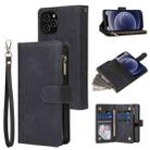 For iPhone 12 mini Multifunctional Retro Frosted Horizontal Flip Leather Case with Card Slot & Holder & Zipper Wallet & Photo Frame & Lanyard(Black) - 1