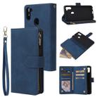 For Samsung Galaxy A11 Multifunctional Retro Frosted Horizontal Flip Leather Case with Card Slot & Holder & Zipper Wallet & Photo Frame & Lanyard(Blue) - 1