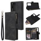 For Samsung Galaxy Note20 Ultra Multifunctional Retro Frosted Horizontal Flip Leather Case with Card Slot & Holder & Zipper Wallet & Photo Frame & Lanyard(Black) - 1