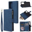 For Samsung Galaxy Note20 Multifunctional Retro Frosted Horizontal Flip Leather Case with Card Slot & Holder & Zipper Wallet & Photo Frame & Lanyard(Blue) - 1