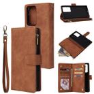 For Samsung Galaxy Note20 Multifunctional Retro Frosted Horizontal Flip Leather Case with Card Slot & Holder & Zipper Wallet & Photo Frame & Lanyard(Brown) - 1