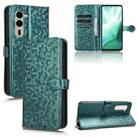 For Fujitsu Arrows F-51E We2 Plus Honeycomb Dot Texture Leather Phone Case(Green) - 1