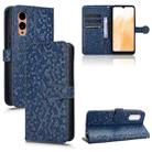 For Fujitsu Arrows F-51E We2 Honeycomb Dot Texture Leather Phone Case(Blue) - 1