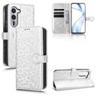 For Fujitsu Arrows Alpha F-51F Honeycomb Dot Texture Leather Phone Case(Silver) - 1