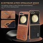 For Samsung Galaxy Z Flip5 AZNS Electroplated Frame Crocodile Texture Full Coverage Phone Case(Brown) - 3