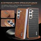 For Samsung Galaxy Z Fold5 AZNS Electroplated Frame Crocodile Texture Full Coverage Phone Case(Black) - 3