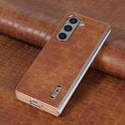 For Samsung Galaxy Z Fold5 AZNS Electroplated Frame Crocodile Texture Full Coverage Phone Case(Brown) - 2