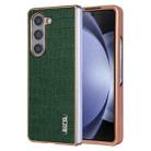 For Samsung Galaxy Z Fold5 AZNS Electroplated Frame Crocodile Texture Full Coverage Phone Case(Green) - 1