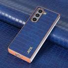 For Samsung Galaxy Z Fold5 AZNS Electroplated Frame Crocodile Texture Full Coverage Phone Case(Blue) - 2