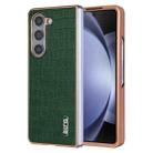 For Samsung Galaxy Z Fold6 AZNS Electroplated Frame Crocodile Texture Full Coverage Phone Case(Green) - 1