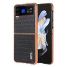 For Samsung Galaxy Z Flip4 5G AZNS Electroplated Frame Crocodile Texture Full Coverage Phone Case(Black) - 1