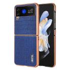 For Samsung Galaxy Z Flip4 5G AZNS Electroplated Frame Crocodile Texture Full Coverage Phone Case(Blue) - 1