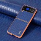 For Samsung Galaxy Z Flip4 5G AZNS Electroplated Frame Crocodile Texture Full Coverage Phone Case(Blue) - 2