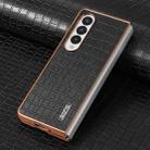 For Samsung Galaxy Z Fold4 5G AZNS Electroplated Frame Crocodile Texture Full Coverage Phone Case(Black) - 2