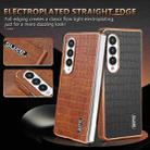 For Samsung Galaxy Z Fold4 5G AZNS Electroplated Frame Crocodile Texture Full Coverage Phone Case(Brown) - 3