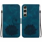 For Sony Xperia 1 VI Lotus Embossed Leather Phone Case(Dark Blue) - 1