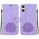 For Sony Xperia 5 VI Lotus Embossed Leather Phone Case(Purple) - 1