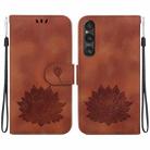 For Sony Xperia 1 V Lotus Embossed Leather Phone Case(Brown) - 1