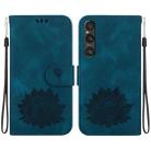 For Sony Xperia 1 V Lotus Embossed Leather Phone Case(Dark Blue) - 1