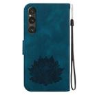 For Sony Xperia 1 V Lotus Embossed Leather Phone Case(Dark Blue) - 3