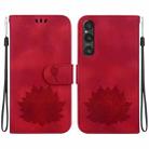 For Sony Xperia 1 V Lotus Embossed Leather Phone Case(Red) - 1