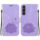 For Sony Xperia 1 V Lotus Embossed Leather Phone Case(Purple) - 1