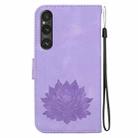 For Sony Xperia 1 V Lotus Embossed Leather Phone Case(Purple) - 3