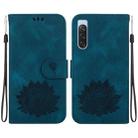 For Sony Xperia 10 V Lotus Embossed Leather Phone Case(Dark Blue) - 1