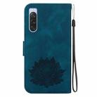 For Sony Xperia 10 V Lotus Embossed Leather Phone Case(Dark Blue) - 3