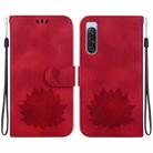 For Sony Xperia 10 V Lotus Embossed Leather Phone Case(Red) - 1