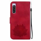 For Sony Xperia 10 V Lotus Embossed Leather Phone Case(Red) - 3