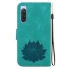 For Sony Xperia 10 V Lotus Embossed Leather Phone Case(Green) - 3