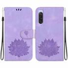 For Sony Xperia 10 V Lotus Embossed Leather Phone Case(Purple) - 1
