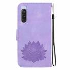 For Sony Xperia 10 V Lotus Embossed Leather Phone Case(Purple) - 3