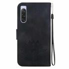 For Sony Xperia 10 V Lotus Embossed Leather Phone Case(Black) - 3