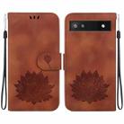 For Google Pixel 6a Lotus Embossed Leather Phone Case(Brown) - 1