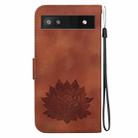 For Google Pixel 6a Lotus Embossed Leather Phone Case(Brown) - 3