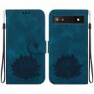 For Google Pixel 6a Lotus Embossed Leather Phone Case(Dark Blue) - 1