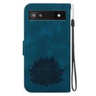 For Google Pixel 6a Lotus Embossed Leather Phone Case(Dark Blue) - 3