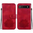 For Google Pixel 6a Lotus Embossed Leather Phone Case(Red) - 1