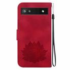 For Google Pixel 6a Lotus Embossed Leather Phone Case(Red) - 3