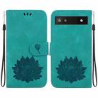 For Google Pixel 6a Lotus Embossed Leather Phone Case(Green) - 1