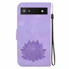 For Google Pixel 6a Lotus Embossed Leather Phone Case(Purple) - 3