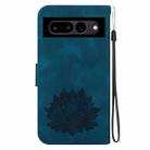 For Google Pixel 7 Lotus Embossed Leather Phone Case(Dark Blue) - 3