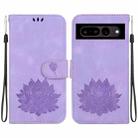 For Google Pixel 7 Lotus Embossed Leather Phone Case(Purple) - 1