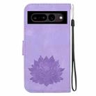 For Google Pixel 7 Lotus Embossed Leather Phone Case(Purple) - 3