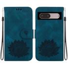 For Google Pixel 7 Pro Lotus Embossed Leather Phone Case(Dark Blue) - 1